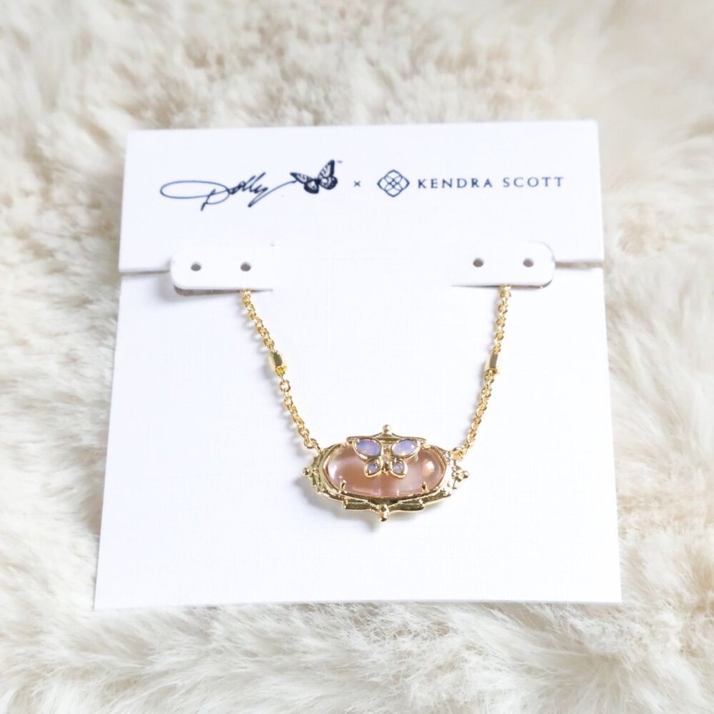 Kendra Scott Elisa Butterfly Gold Light Pink Abalone Necklace